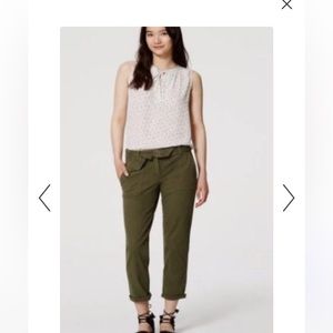 NWT Loft Tie-front Belted Green Utility Pants